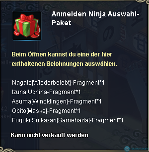 Anmelden Ninja Auswahlpaket